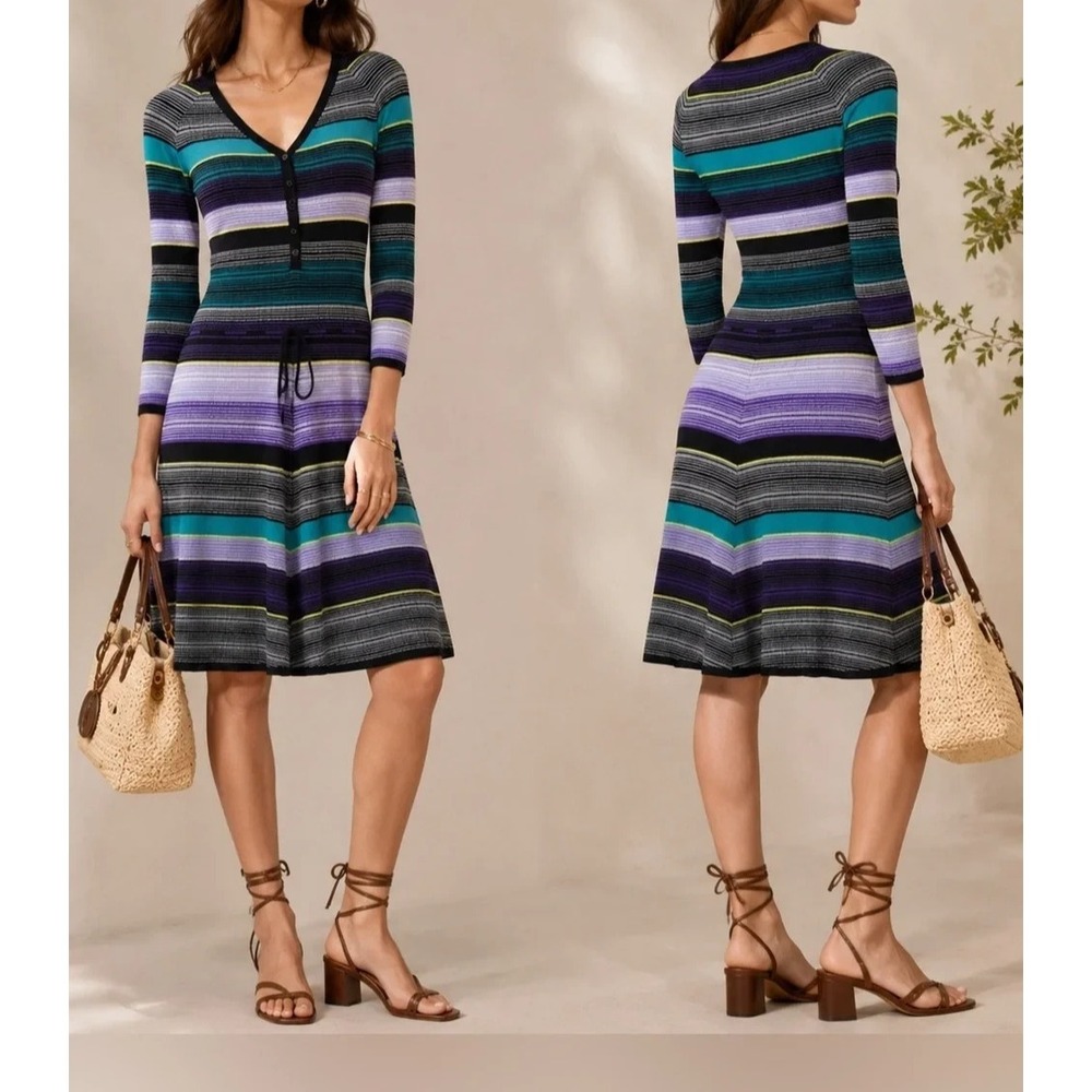 Diane Von Furstenberg Carrigan Silk Blend Striped‎ Sweater Dress Size XS / P